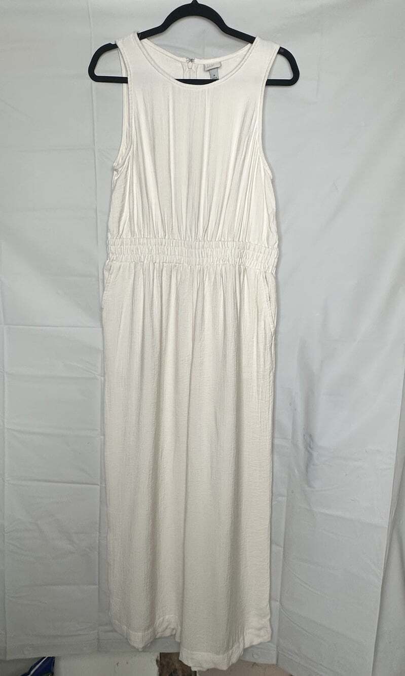 A New Day Women's Size Medium Cream Maxi One Piece Outfit With Pockets